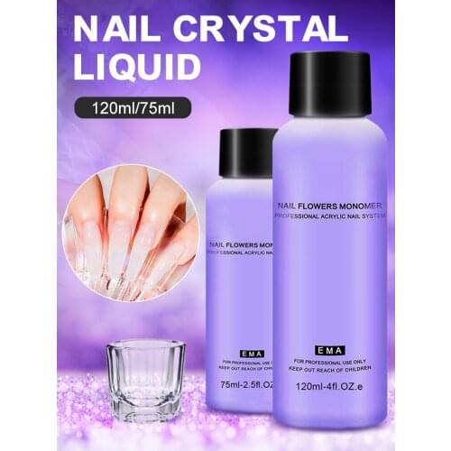 Nail Acrylic Liquid Monomer 75ml/120ml Nail Liquid Strong Adhesion Nail Extension Carving Non-yellowing Liquid Home Nail Salon