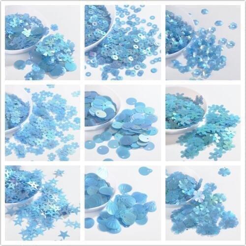 10g Matte Denim Blue Sequin Flower Plum Star Shell Shape Sequins Paillettes Wedding Confetti DIY Handcraft Sewing Accessories