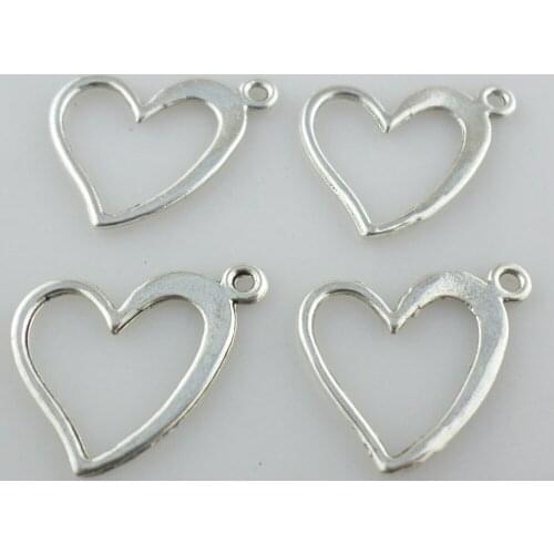 100pcs Tibetan Silver Love Heart Craft Charms Pendants 16x16mm Jewelry Findings