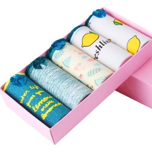 ZJX Fashion Cotton Women Panties 5Pcs Breathable Seamless Soft Girls Lovely Print Briefs Breathable Female Size XXL Underwear