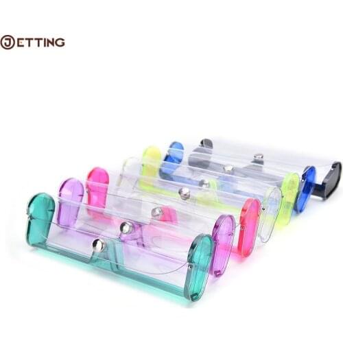 6 Colors PVC Portable Transparent Button Glasses Cases Durable Eyeglasses Myopic Glasses&Reading Glasses&Sunglasses Box