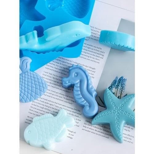 7-hole Sea Animal Silicone Mold DIY Handmade Soap Mold Food Grade Silicone Fondant Cake Chocolate Mold Resin Mold Chocolate Mold