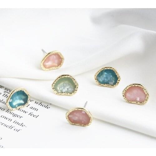 DIY handmade jewelry accessories alloy dripping oil pearl diamond round earrings material accessories