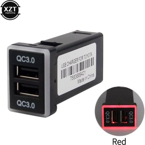 QC3.0 Quick Charge Car Charger 5V 3A / 9V 2A Double USB Phone PDA DVR Adapter Plug & Play Cable For Toyota