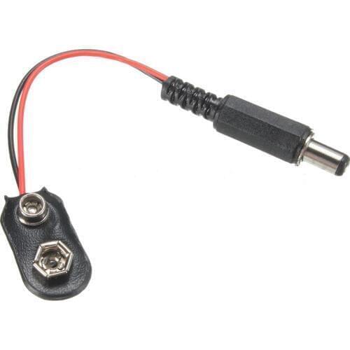 Free shipping 10 pc Experimental 9V DC Battery Power Cable Plug Clip Barrel Jack Connector for Arduino DIY T type I Type