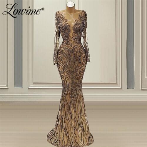 Middle East See Through Evening Dresses Muslim Long Sleeves Formal Dress Robe De Soiree Saudi Arabia Wedding Prom Party Dress