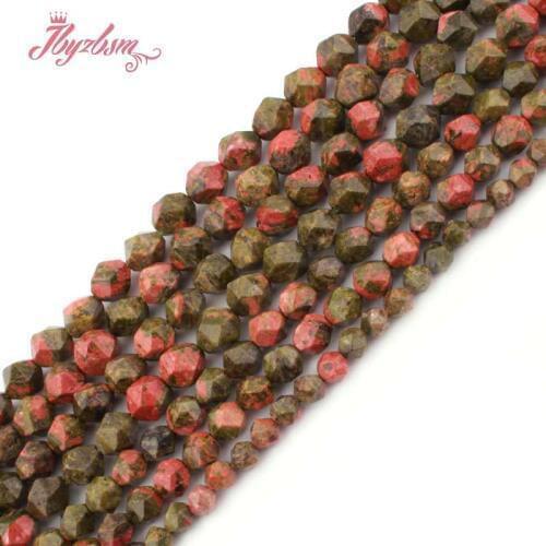 6/8/10mm Unakite Beads Square Faceted Natural Stone Beads For Jewelry Making DIY Necklace Bracelet Loose Strand 15"Free Shipping