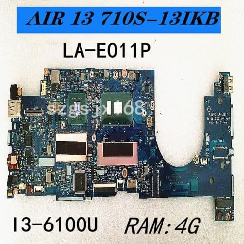 Ciz00 LA-E011P para lenovo portátil 80vu ar 13 710s Plus-13ISK placa-mãe mainboard cpu: I3-6100U ram: 4g fru 5b20m91322 5b20m913