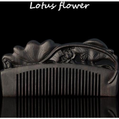 100% Wooden Comb Health Care Anti-static Massage Black Sandalwood Comb Handmade Beauty Lotus Hair Brush