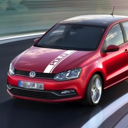 For-Volkswagen POLO GTI-R LINE-R WRC-TSI Racing Styling Auto Engine Cover Decor Sticker DIY Decals Car Hood Bonnet Sport Stripes