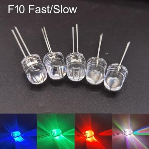 F10 10mm Fast/Slow RGB Flash Red Green Blue Rainbow Multi Color Light Emitting Diode Round LED Full Color DIY