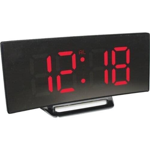 Curved Double Radio Projection Alarm Electronic Clock Snooze Alarm Clock FM Radio Timer Digital Silent Clock Radio