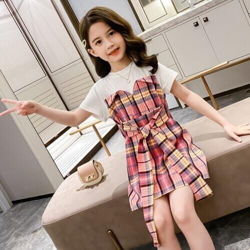 Girls Summer Princess Dress для девочек 12 лет корейская одежда хлопковое плед Cinderella Vestido Festa Dresses милая одежда