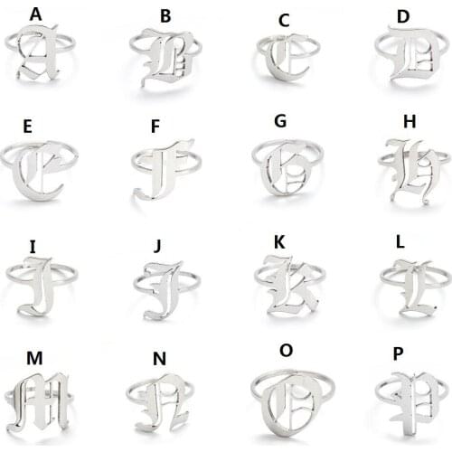 Lyvior Initial Letter Open Ring Adjustable Women Statement Rings Party Silver Open Alphabet Rings Letter A-Z Ring Jewerly Gift