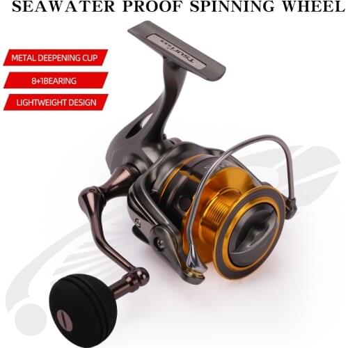 New Water Resistance Metal Spool 5.2:1 Spinning Fishing Reel 2000/3000/4000/5000 ultralight long shot Saltwater Reel 8+1bb china