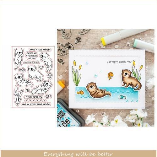 Mix Cute Otter Fish Flower Letter Sentence Words Cartoon Clear Silicone Stamps Make Cards For Scrapbook Craft 2020 Album Photos