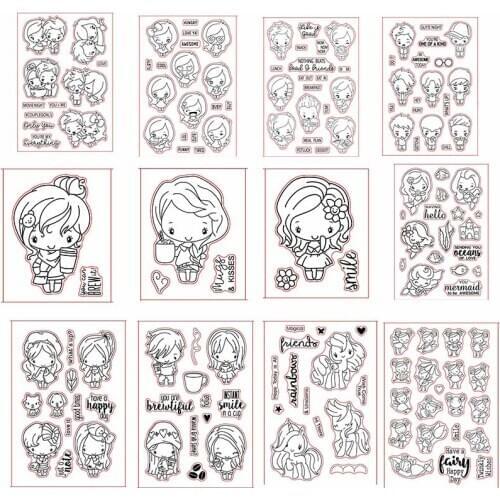 Lovely Girl Unicorn Transparent Silicone Clear Stamp For Scrapbooking DIY Craft Decoration Soft Stamp Photo Album