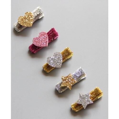 Boutique 40pcs Fashion Cute Glitter Star Hairpins Solid Kawaii Heart Girls Hair Clips Headwear Accessories Pink Gold Silver