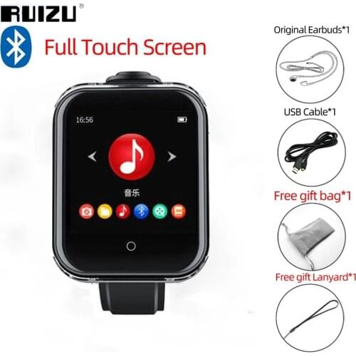 RUIZU M8 Full Touch Screen Bluetooth MP3 Player 8GB Wearable Mini Clip Sport Music Player Support FM Radio,Recorder,E-Book,Video