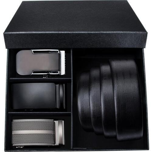 PT-0027 Fashion Automatic Buckle Genuine Leather luxury Belts Male Barry.Wang Alloy Buckle Belts For Men Business Gift Box Sets