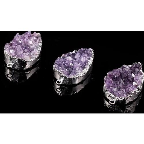 New Natural Stone Connector Purple Crystal Double Hole for Jewelry Making DIY Charm Bracelet Necklace Women Gift