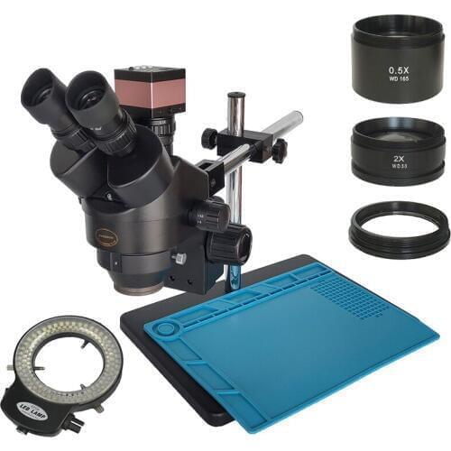New 16MP HDMI Digital USB microscopio camera 3.5X-90X Trinocular simul-focal Stereo microscope magnifier phone repair kit