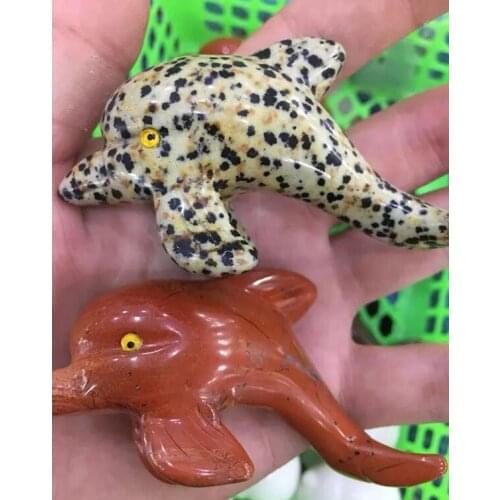 New style natural stone carving crystal animal dolphin for home decoration ，spotted porpoises