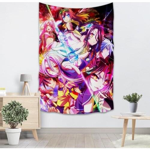 New Custom NO GAME NO LIFE Tapestry Printed Creative living room bedroom background wall fabric hanging painting small fresh
