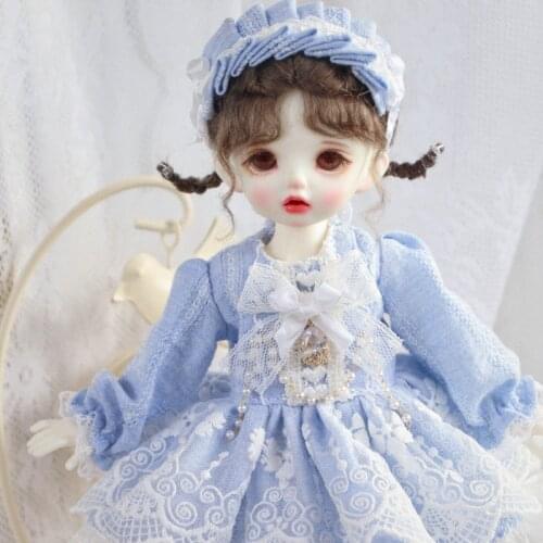 BJD doll clothes suitable for 1/3, 1/4, 1/6 Size Blue Lovely Style Lace Maid Dress doll Accessories