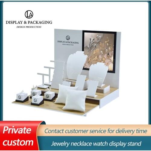 High-end jewelry counter display props tray porcelain white matte necklace watch ring display stand customization
