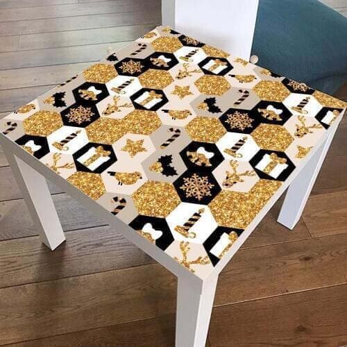 Removable Gold Mosaic Table Stickers Home Decor Decal Waterproof PVC Table Cover For Resaurant Cafe Self Adhesive Contact Paper