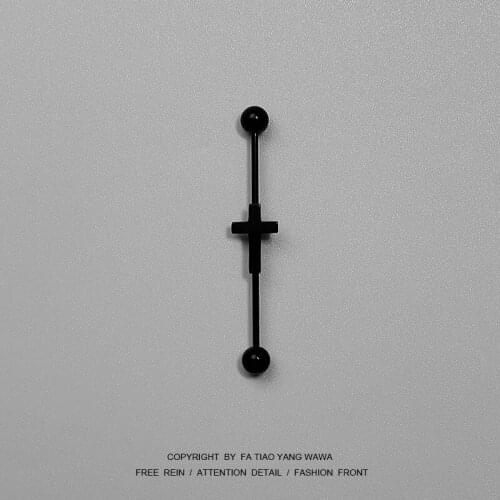 Barbell cross black stud
