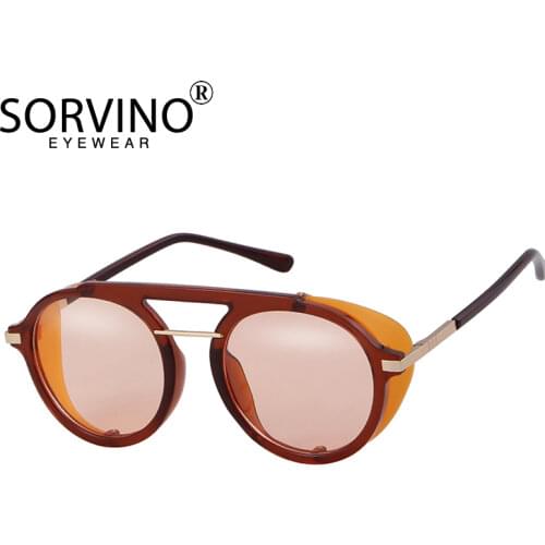 SORVINO Vintage Men Women Luxury Sunglasses Summer 2020 Brand Designer 90s Sunglass Flat Top Black Orange Oval Sun Glasses SP395