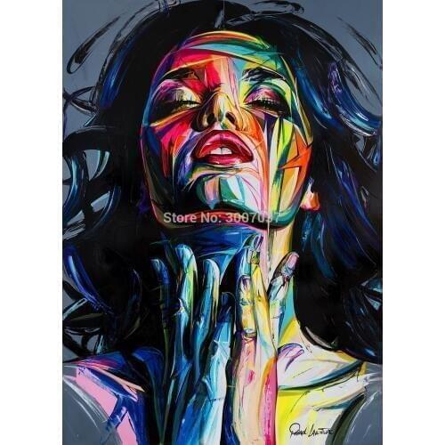 Face Oil Painting Francoise Nielly Style Palette Knife Portrait Canvas Painting Impasto Wall Art Pictures for Living Room Home