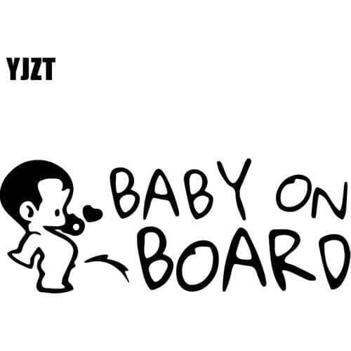 YJZT 17X6.6CM Funny Boy BABY ON BOARD Warning Sign Car Sticker Creative Cartoon Trunk Decoration Decals C25-0147