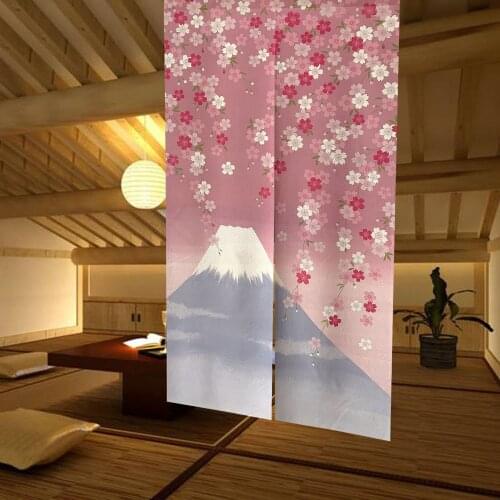 Japanese Style Doorway Curtain Kitchen Curtain Mount Fuji Cherry Blossom Door Curtain Noren 85x150cm