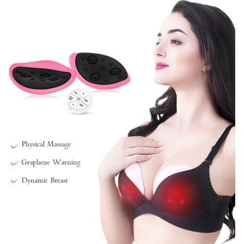 Chargeable Wireless Breast Massager Electric Vibration Bust Lift Enhance Hot Compress Massage Remote Control Breast Anti Sagging