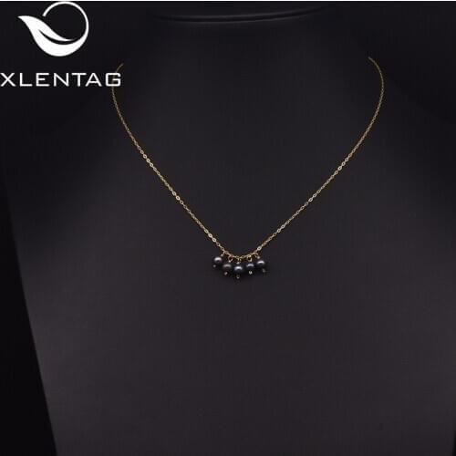 XlentAg 925 Sterling Silver Natural Fresh Water Blue Pearl Necklace For Women Party Wedding Fine Jewellery Collier Femme GN0106