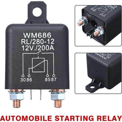 1pc Battery Car Auto 200A Cut-off Relay Starter Relay High Power Additional Battery 12V Second Battery Repair Accessories