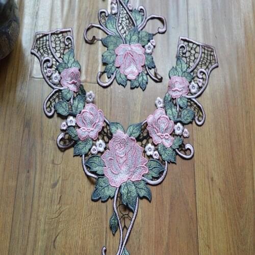 1pc/lot Embroidered Lace Collar Lace Venice red Applique Motif Patches Embossed Sewing Accessories 06082128