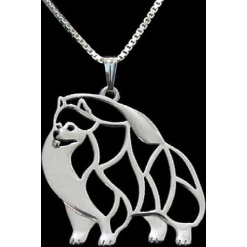 1PCS cartoon Boho Chic Alloy pomeranian necklace dog pendant jewelry golden colors plated