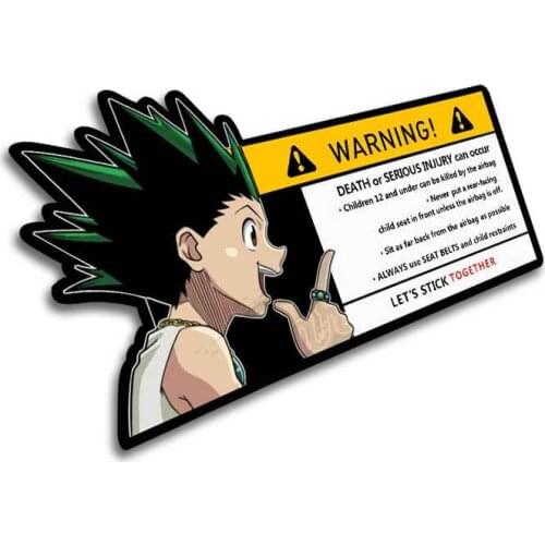 13cm X 7.1cm 1 Pcs Cartoon Anime Hunter X Hunter Car Sticker for GON FREECSS Warning Decal Vinyl JDM Window Trunk Stickers