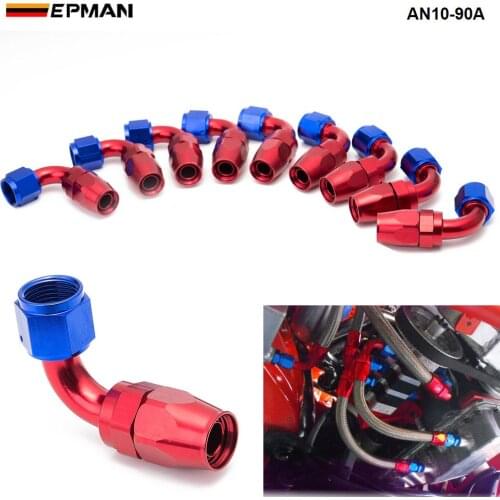 10pcs /set 90Degree High Performance AN10 Hose End Fitting Aluminum oil cooler hose fitting AN10-90A