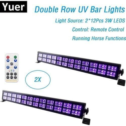 2XLot UV Color LED Bar Lights 24X3W Mini LED Stage Lighting Effect Party Club Disco Light For Home Christmas Holiday Decorations