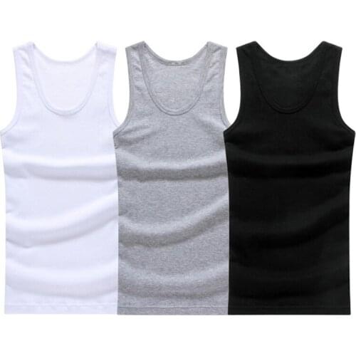 3PCS/Lots Men Tank Tops Sleeveless Cotton Undershirt Bodybuilding Sports Fitness Wrestling Singlets Underwear T-shirts Plus Size