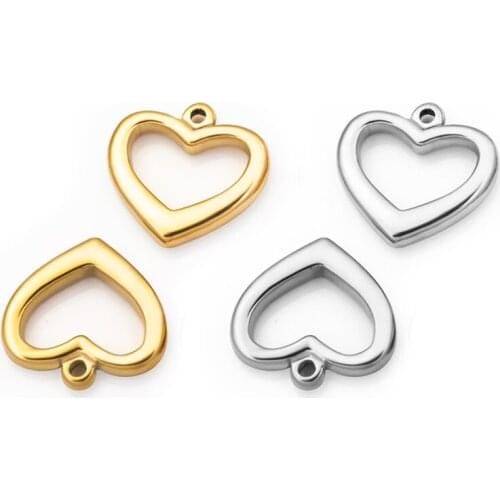 5Pcs/lot Steel Love Pendant Gold Heart Shaped Pendants For Jewelry Making Accessories DIY Necklace Bracelet Creative Materials