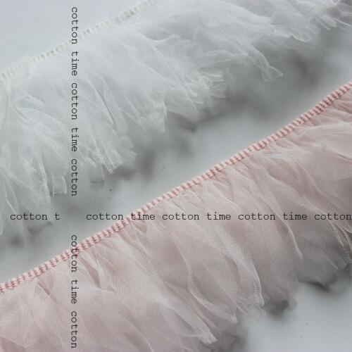 5yards Pleated Lace tassel 2 colors ruffle lace 8cm drop tassel wedding deco trimhandmade materials,childrens clothing accesory