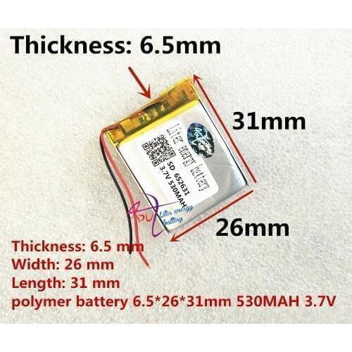 652631 530MAH polymer laser level health care massage stick electronic digital clock lithium battery manufacturers 3.7V