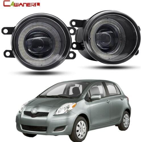 Car Left + Right Fog Light Assembly For Toyota Yaris Hatchback 2006-2014 LED Angel Eye Fog Daytime Running Lamp DRL 30W H11 12V