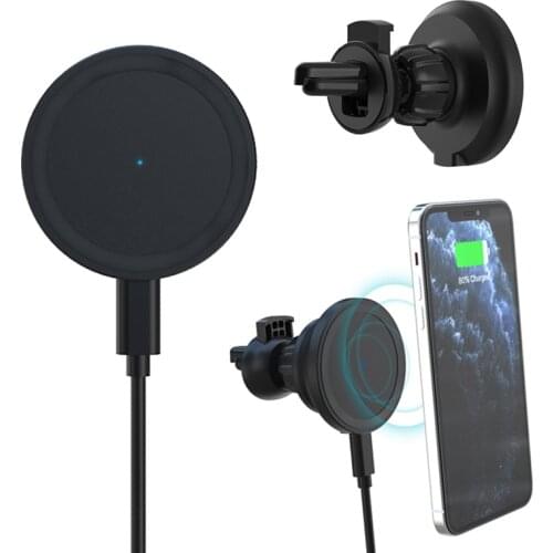 15W Macsafe Car Holder Strong Magnetic Qi Wireless Charger For iPhone 12 Pro Mx Mini Mag Charger Safe Car Mount Charging Station